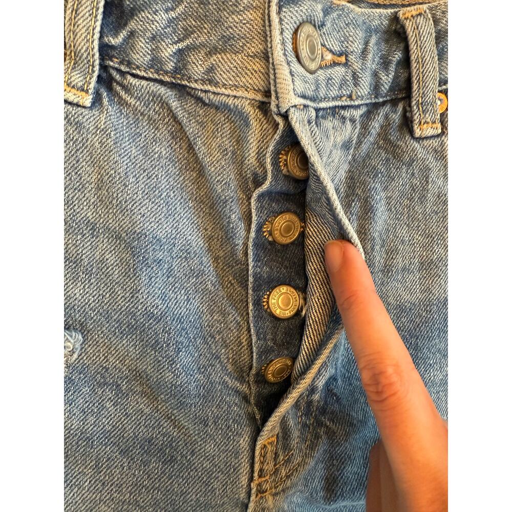 WE THE FREE Distressed Cut Off Blue Denim Shorts Button Fly 100% Cotton Size 26 - Picture 7 of 10